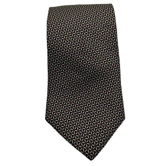 Brooks Brothers Makers All Silk Navy White Red Geometric Floral Star Tie Necktie - Picture 1 of 3